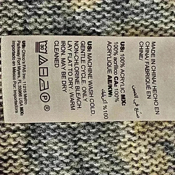 Chico's Womens Lightweight Blue/Maroon/Cream Cardigan Size 0 (Size 4) - Picture 8 of 8